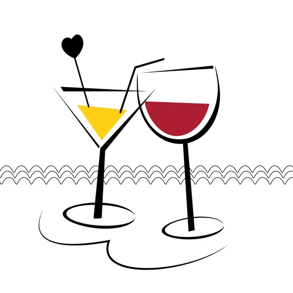Twee glazen met cocktail — Stockvector