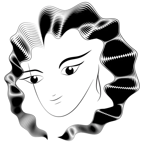 Cara de mujer con hermoso cabello curvado — Vector de stock