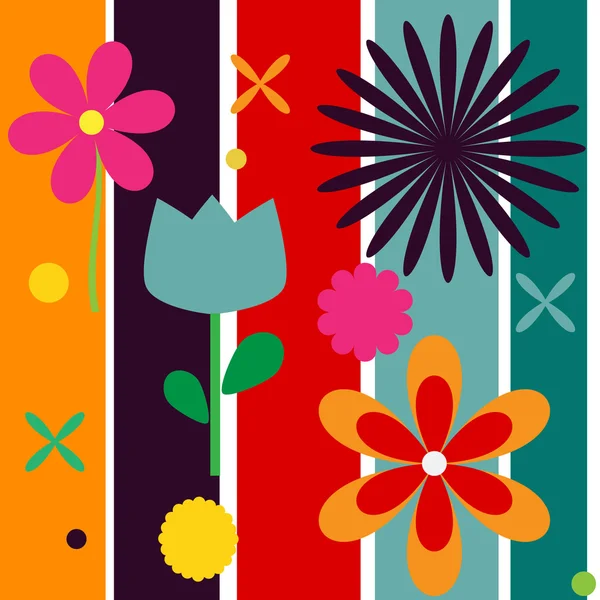 Motif rayé avec des fleurs — Image vectorielle