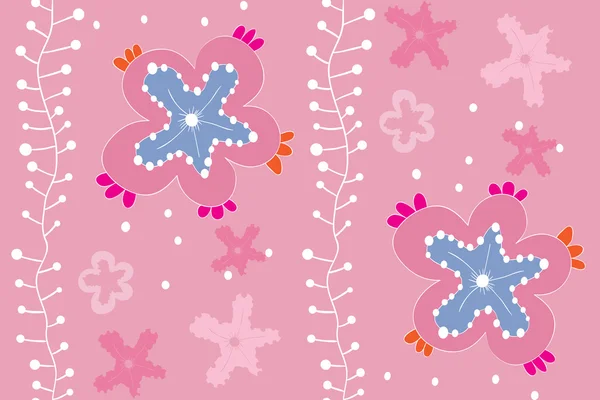 핑크 컬러 꽃와 낙서 패턴 — 스톡 벡터