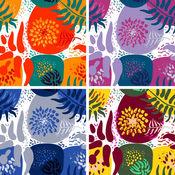 四种颜色的花卉图案 — 图库矢量图片