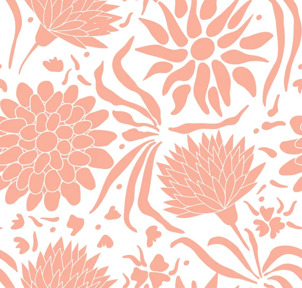 Patrón blanco y rosa pálido con margarita y otras flores — Archivo Imágenes Vectoriales