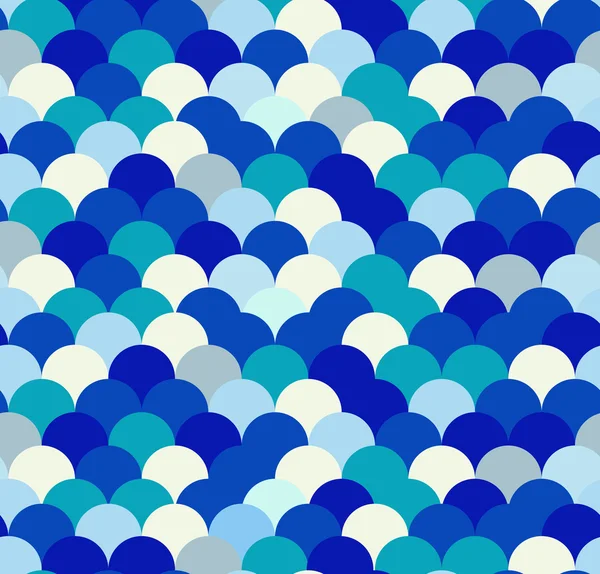 Sömlös blå mönster med vågor, cirklar — Stock vektor