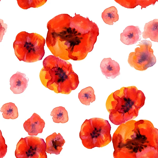 Weißer Hintergrund mit Aquarellmohn und Kopierraum — Stockvektor