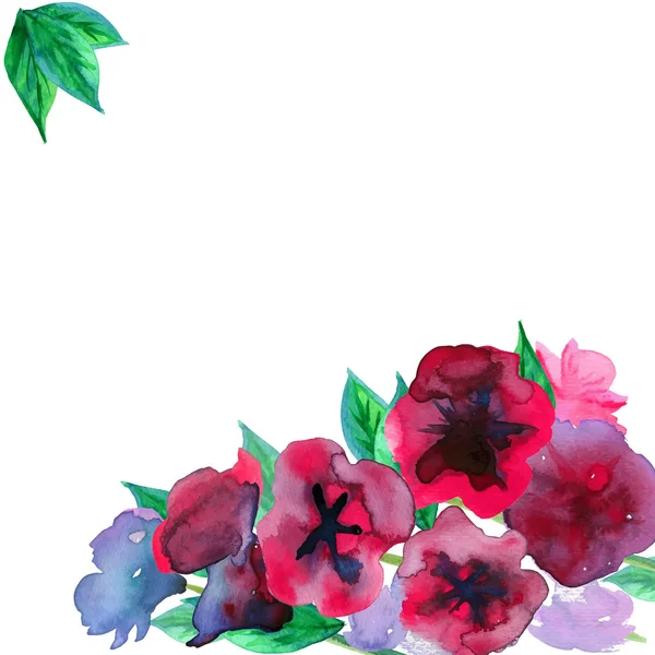 White background with watercolor violets and copy space — Stock vektor