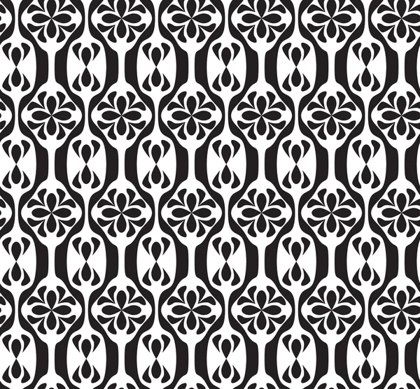 Schwarz-weißes nahtloses geometrisches Muster mit dekorativem Flow — Stockvektor