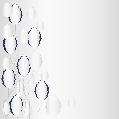 Dekoratif desen gri yapraklar ve uzay kopyalayın
