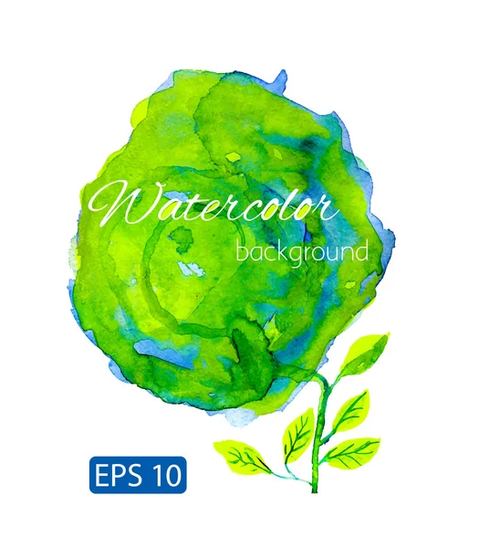 Blur and green watercolor backdrop with leafs — Stock Vector