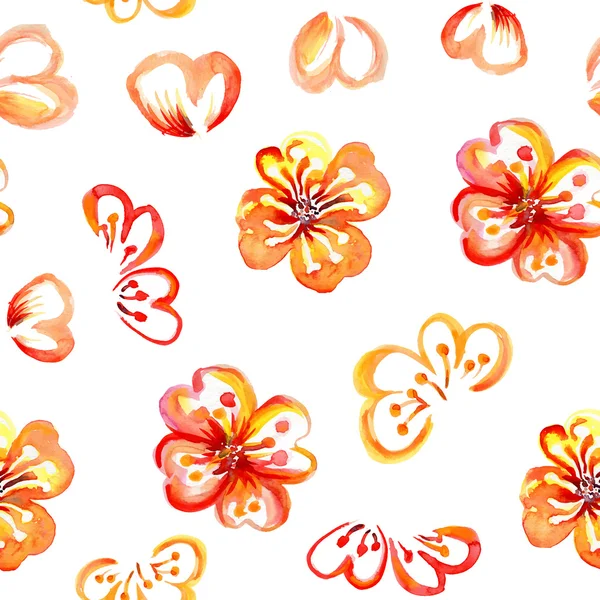 Seamless pattern with decorative orange flowers — Stock Vector