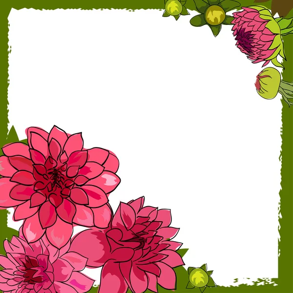 Romantikus virág üdvözlés kártya-val dáliák és másol hely — Stock Vector
