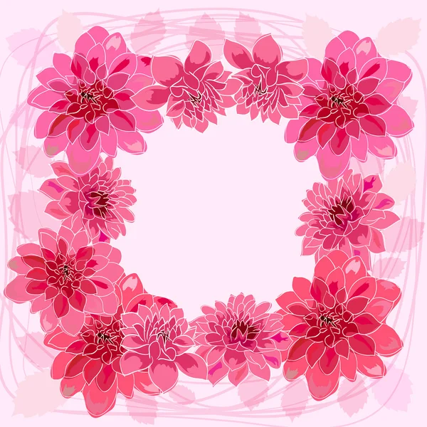 Carte de voeux fleur romantique avec dahlias et espace de copie — Image vectorielle