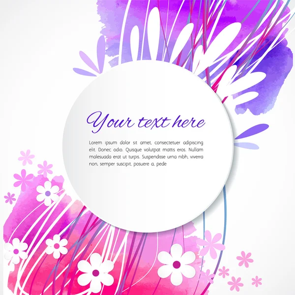 Backgound colorido com bolha aquarela, flores, rendas e folhas — Vetor de Stock