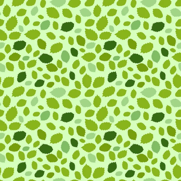 Nahtloser dekorativer Hintergrund mit verschiedenen grünen Blättern — Stockvektor