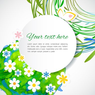 Renkli yaz artalan suluboya blob, çiçekler, dantel ile bir