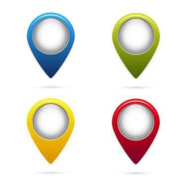 Dört farklı işaretçiler renk: mavi, sarı, yeşil ve kırmızı 
