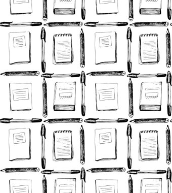 Defter, kitap, kalem ve pensils ile sorunsuz okul desen