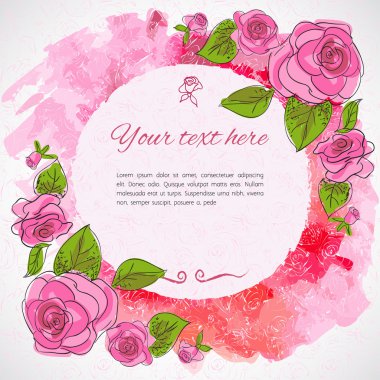 Romantik çiçek tebrik kartı gül ve kopya alanı
