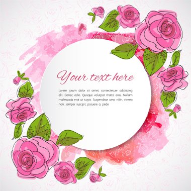 Romantik çiçek tebrik kartı gül ve kopya alanı