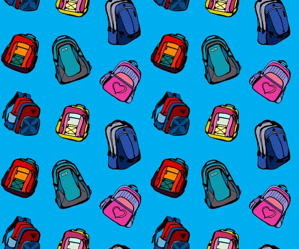 Seamless pattern with different cute school bags — Stock Vector