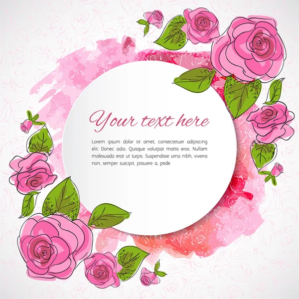 Tarjeta de felicitación de flores románticas con rosas y espacio para copiar — Archivo Imágenes Vectoriales