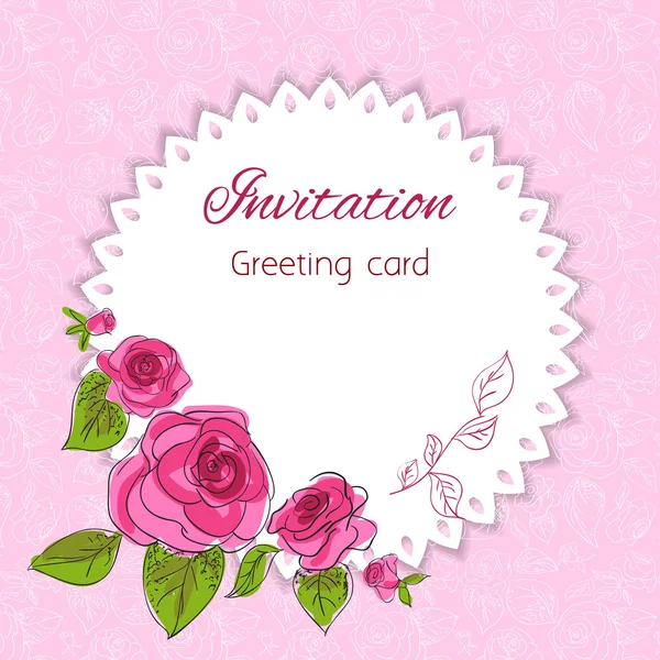 Tarjeta de felicitación de flores románticas con rosas y espacio para copiar — Vector de stock