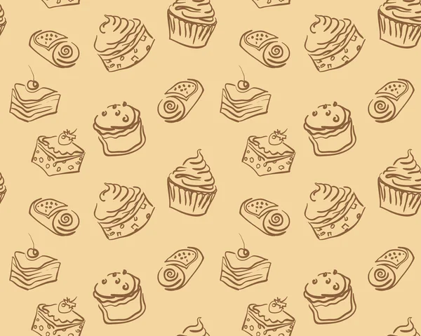 Різні типи мальованих рук милих кексів і тортів — стоковий вектор