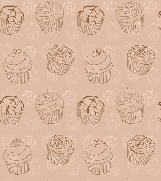 Různé typy ruky nakreslené roztomilé cupcakes — Stockový vektor