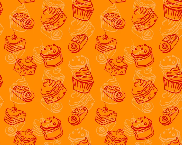 Sevimli kekler ve pastalar el farklı türde çizilmiş