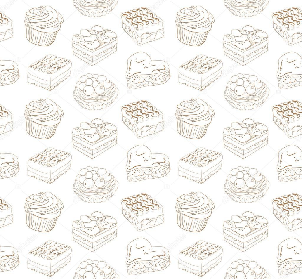 Cute seamless pattern with different sweets