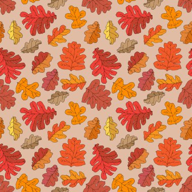 Seamless modeli ile farklı sonbahar meşe yaprakları