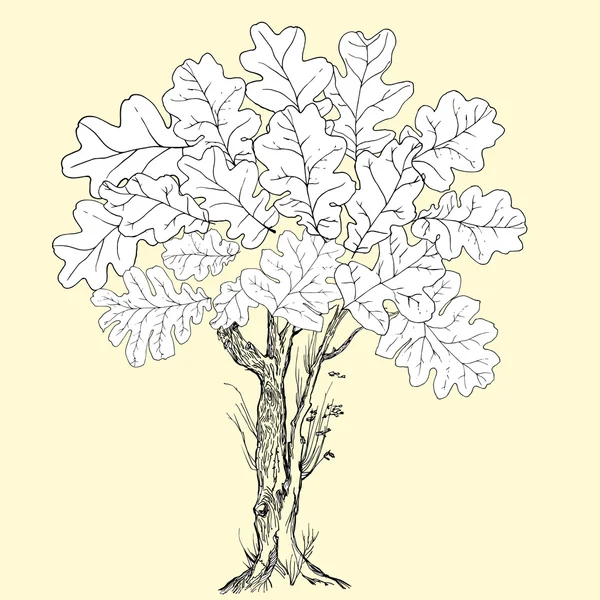 Silueta y tocón de árbol dibujado a mano — Vector de stock