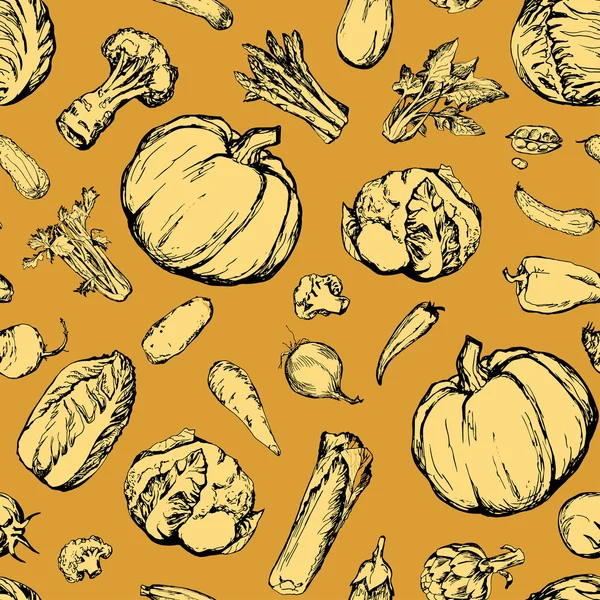 Patrón sin costuras con diferentes verduras — Archivo Imágenes Vectoriales