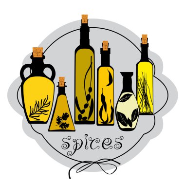 Baharatlı yağlar ile farklı kavanoz set