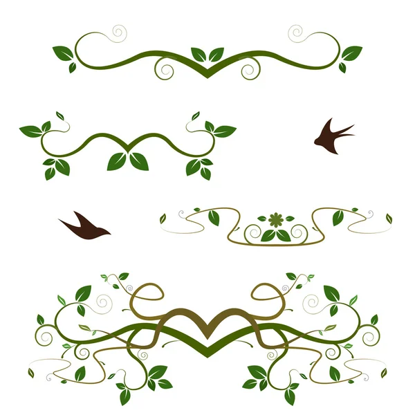 Diferentes remolinos verdes ornamentales — Vector de stock