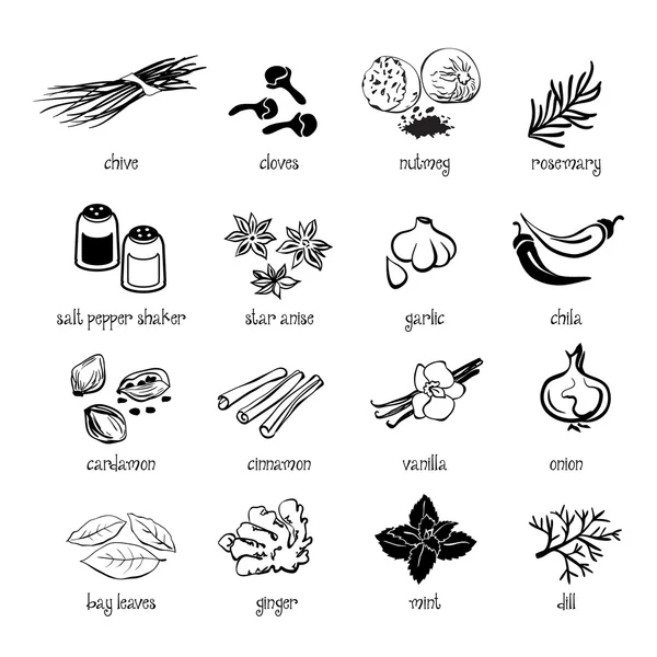 Set of web icon set - spices, condiments and herbs — Stock Vector