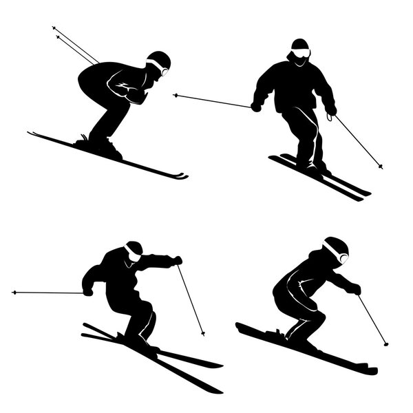 Четыре силуэта лыжников
