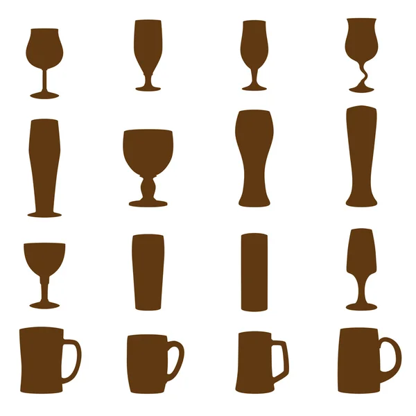 Silhouettes of different alcohol glasses — Stock Vector