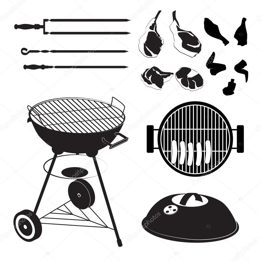 Set of grill with pieces of different meat
