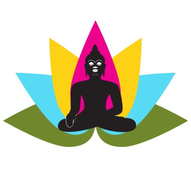 Siyah Buddha silüeti lotus ile