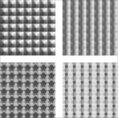 Kesintisiz gri kümesi farklı şekiller ile 3d modelleri