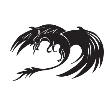 Elle çizilmiş ejderha siluet