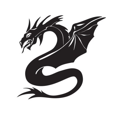 Elle çizilmiş ejderha siluet