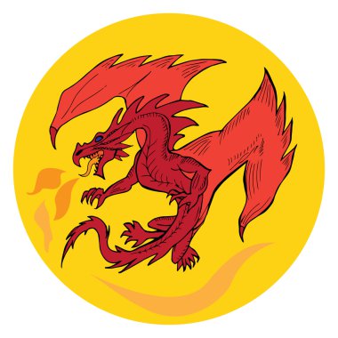 Elle çizilmiş ejderha siluet