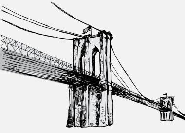 Çizilmiş Brooklyn Köprüsü'nün el - vektör