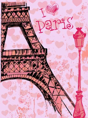 Eyfel Kulesi ile Paris grunge arka plan
