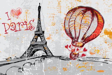 Eyfel Kulesi ile Paris grunge arka plan