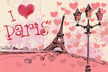 Eyfel Kulesi ile Paris grunge arka plan