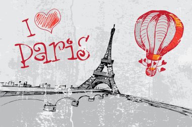 Eyfel Kulesi ile Paris grunge arka plan