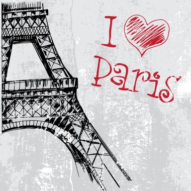Eyfel Kulesi ile Paris grunge arka plan