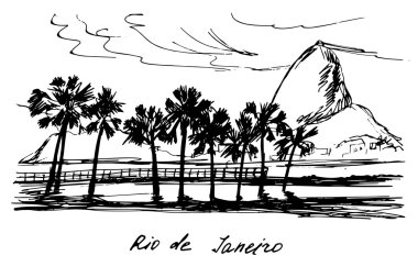 Elle çizilmiş Rio de Janeiro sahil